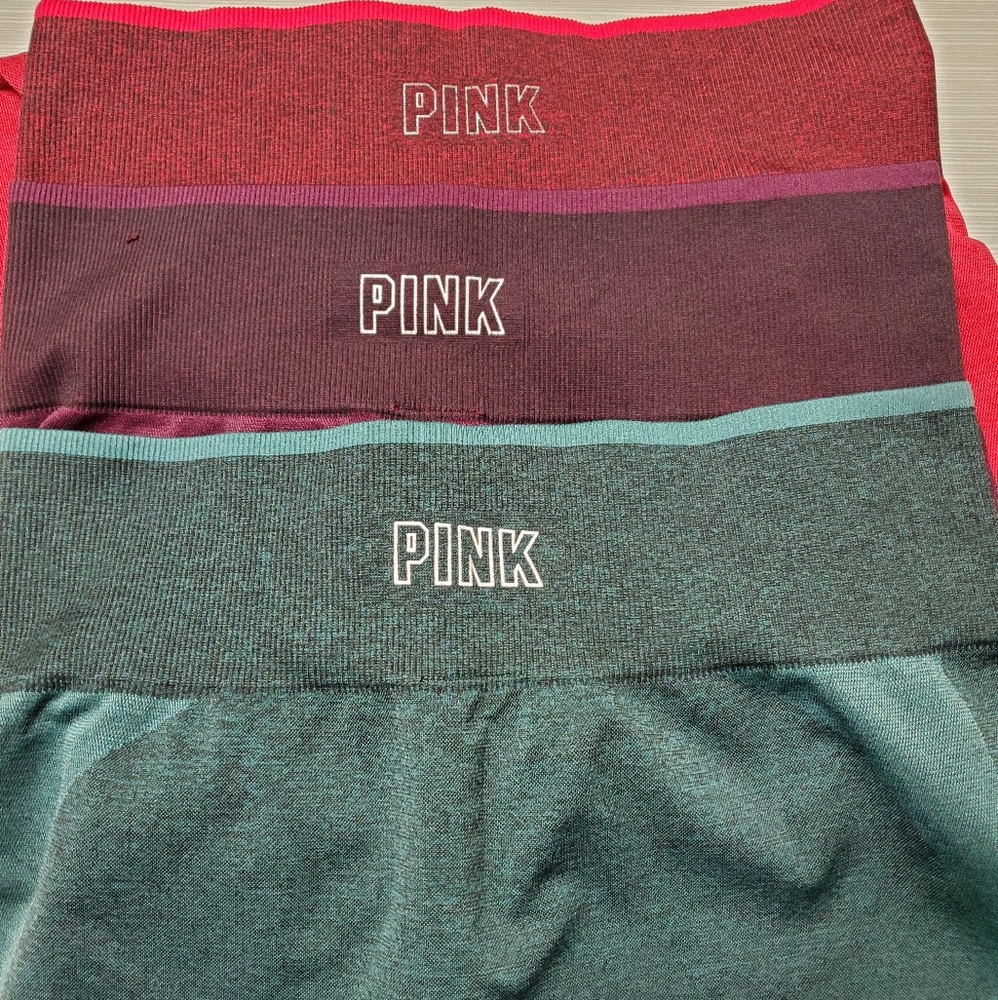 3 pairs of Pink seamless full length leggings